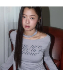 LETTERING OFF-SHOULDER TIE LONG SLEEVE_3COLOR