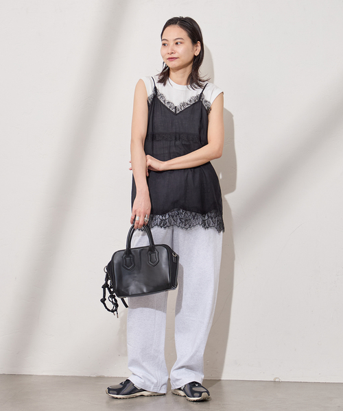 JOURNAL STANDARD（ジャーナルスタンダード）の「ボイルアイラッシュレースキャミ（キャミソール・レディース・ブラック/アイボリー・FREE）」の7枚目の写真