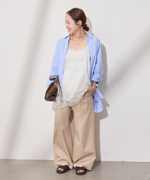 JOURNAL STANDARD（ジャーナルスタンダード）の「ボイルアイラッシュレースキャミ（キャミソール・レディース・ブラック/アイボリー・FREE）」の6枚目の写真