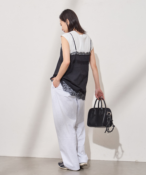 JOURNAL STANDARD（ジャーナルスタンダード）の「ボイルアイラッシュレースキャミ（キャミソール・レディース・ブラック/アイボリー・FREE）」の4枚目の写真