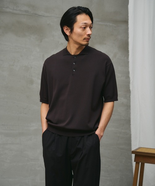 paradigm(パラダイム)の「【paradigm】コットンモダールニットポロU(ニット/セーター・メンズ・チャコールグレー/ライトグレー/ブラック・MEDIUM/SMALL/LARGE)」の1枚目の写真