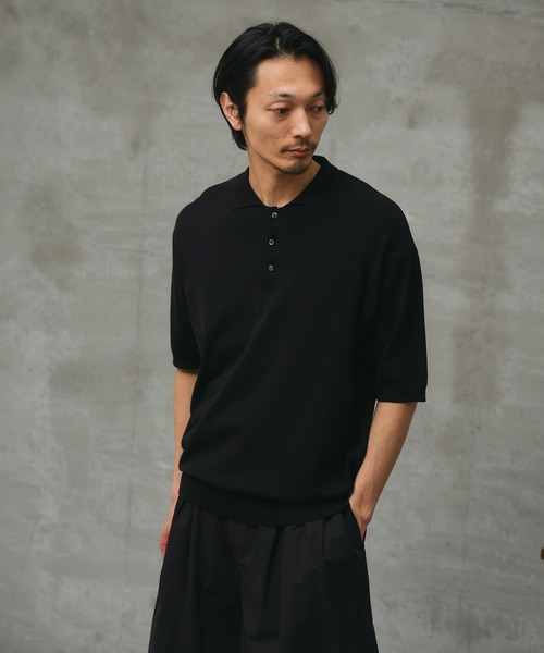 paradigm(パラダイム)の「【paradigm】コットンモダールニットポロU(ニット/セーター・メンズ・チャコールグレー/ライトグレー/ブラック・MEDIUM/SMALL/LARGE)」の2枚目の写真