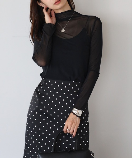 lulufa(ルルファ)の「シアーハイネックトップス ロングスリーブ メロートップス(Tシャツ/カットソー・レディース・グレー/ブラック/アイボリー/ホワイト・FREE)」の3枚目の写真
