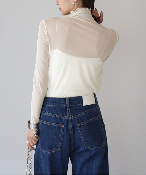 lulufa(ルルファ)の「シアーハイネックトップス ロングスリーブ メロートップス(Tシャツ/カットソー・レディース・グレー/ブラック/アイボリー/ホワイト・FREE)」の7枚目の写真