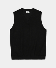LETTERCOMO（レテルコモ）の「ミニマルVネックニットベストブラック（ベスト）」
