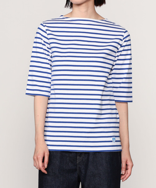 ORCIVAL(オーシバル)の「ORCIVAL | ジャージー ボートネック5分袖Tシャツ WOMEN(Tシャツ/カットソー・レディース・パープル系その他/ブルー系その他/グレー系その他・2/1)」の2枚目の写真