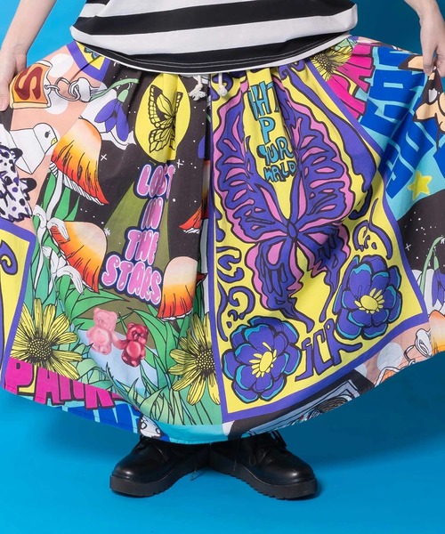 ScoLar（スカラー）の「ScoLar/スカラー　総柄 綿ツイル スカート（スカート・レディース・パープル/アイボリー・FREE）」の9枚目の写真