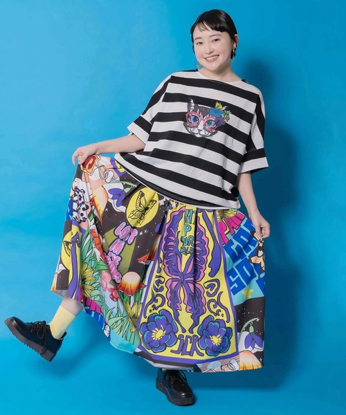 ScoLar（スカラー）の「ScoLar/スカラー　総柄 綿ツイル スカート（スカート・レディース・パープル/アイボリー・FREE）」の10枚目の写真