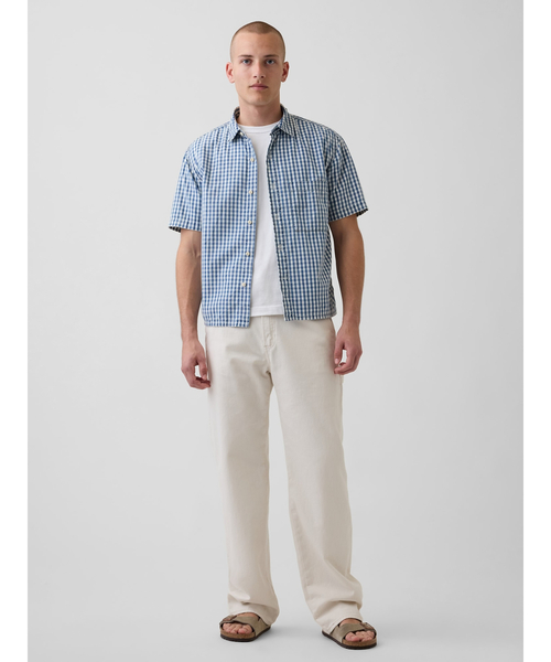 GAP(ギャップ)の「ギンガムチェック デニム リラックスフィット ストレートヘムシャツ(シャツ/ブラウス・メンズ・ブルー・XL/L/M/S/XS)」の2枚目の写真