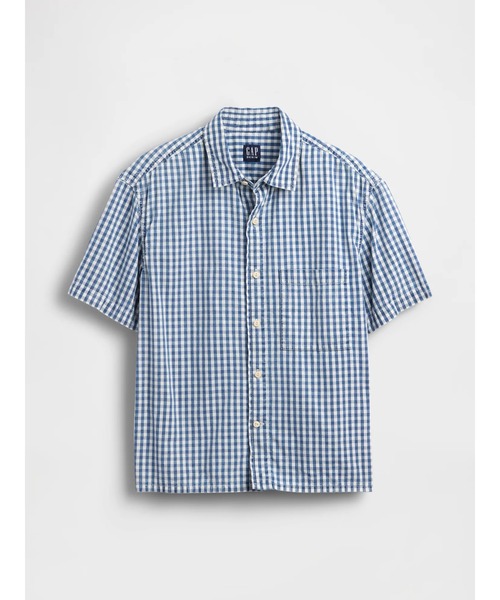 GAP(ギャップ)の「ギンガムチェック デニム リラックスフィット ストレートヘムシャツ(シャツ/ブラウス・メンズ・ブルー・XL/L/M/S/XS)」の5枚目の写真