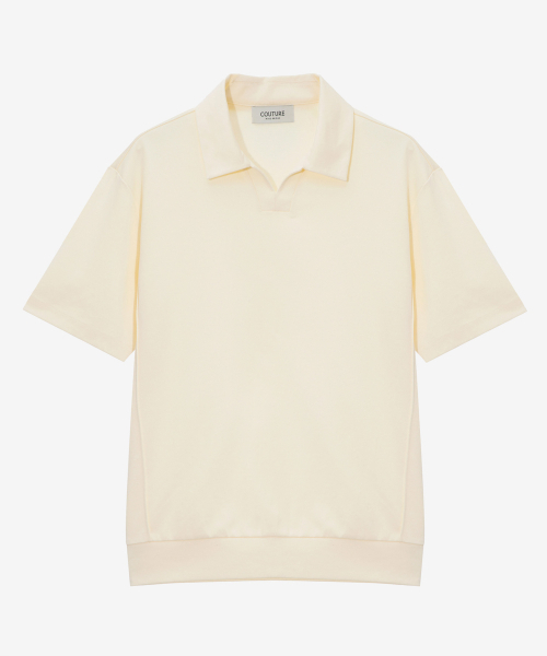 MINDBRIDGE（マインドブリッジ）の「[COUTURE]スーピマ_変形カラーセミオーバー スウェット - 2カラー（ポロシャツ・メンズ・クリーム/ライトブルー・95/100/105/110）」の3枚目の写真