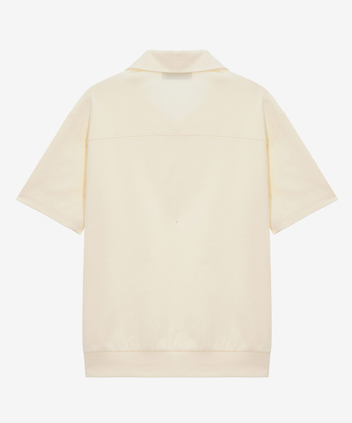 MINDBRIDGE（マインドブリッジ）の「[COUTURE]スーピマ_変形カラーセミオーバー スウェット - 2カラー（ポロシャツ・メンズ・クリーム/ライトブルー・95/100/105/110）」の4枚目の写真