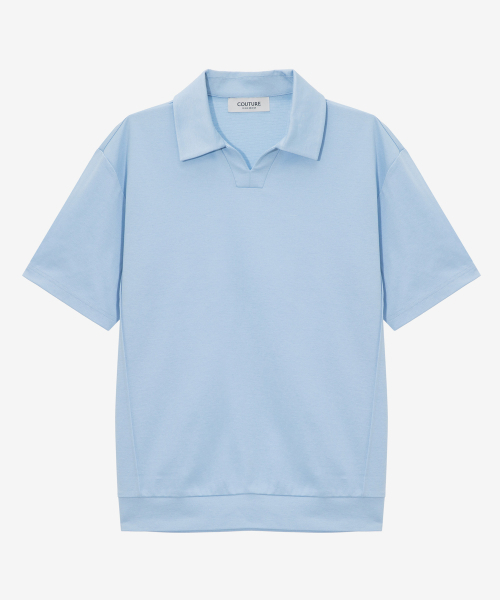MINDBRIDGE（マインドブリッジ）の「[COUTURE]スーピマ_変形カラーセミオーバー スウェット - 2カラー（ポロシャツ・メンズ・クリーム/ライトブルー・95/100/105/110）」の5枚目の写真