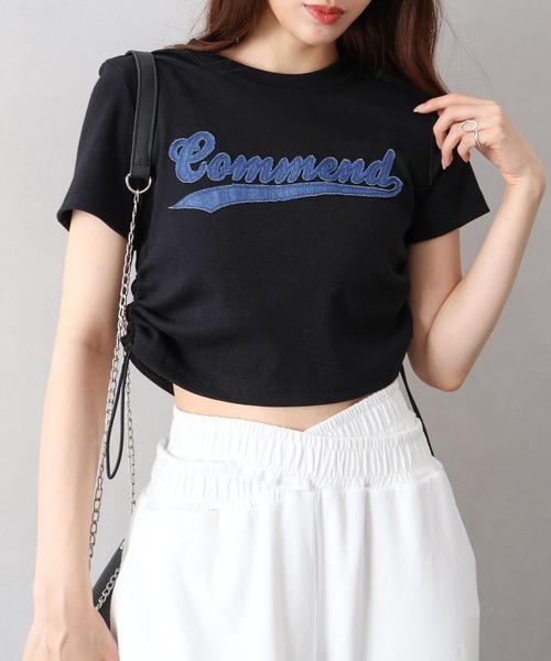 SpRay（スプレイ）の「デニムロゴシャーリングトップス（Tシャツ/カットソー・レディース・オフホワイト/ブラック・FREE）」の11枚目の写真