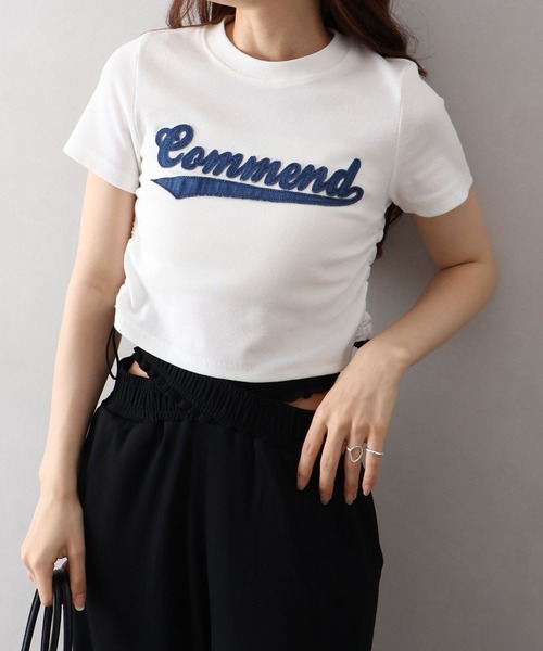 SpRay（スプレイ）の「デニムロゴシャーリングトップス（Tシャツ/カットソー・レディース・オフホワイト/ブラック・FREE）」の3枚目の写真