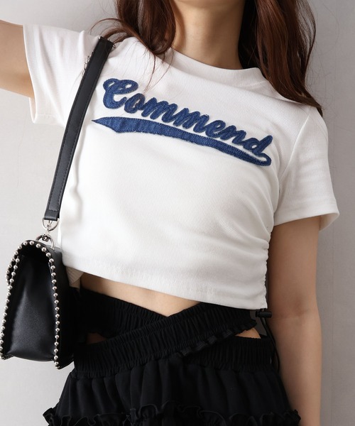 SpRay（スプレイ）の「デニムロゴシャーリングトップス（Tシャツ/カットソー・レディース・オフホワイト/ブラック・FREE）」の5枚目の写真