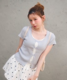 TITTY&CO. | フロントチェックリボントップス(Tシャツ/カットソー)