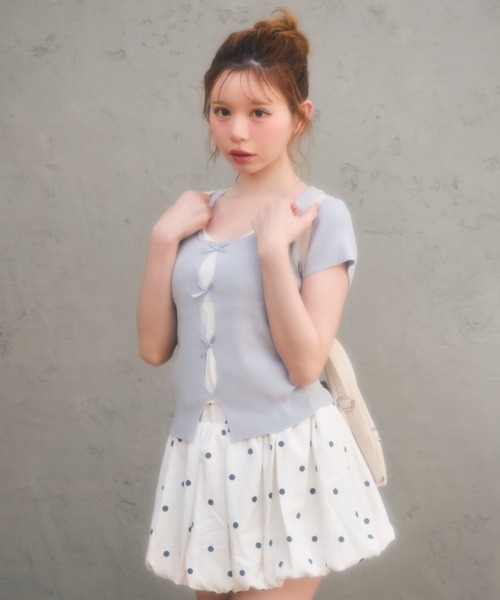 TITTY&CO.（ティティーアンドコー）の「フロントチェックリボントップス（Tシャツ/カットソー・レディース・ブルー/グレー/ネイビー・FREE）」の22枚目の写真