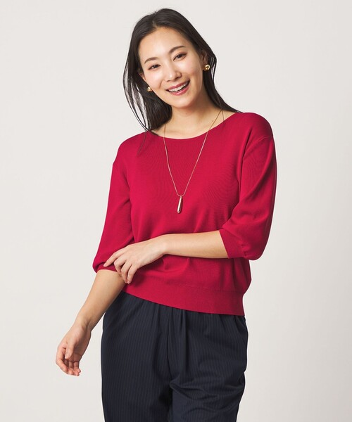 A DAY IN THE LIFE UNITED ARROWS(アデイインザライフユナイテッドアローズ)の「フルニードル パフスリーブニット 5分袖 ‐ウォッシャブル‐<A DAY IN THE LIFE>(ニット/セーター・レディース・レッド/ネイビー/グレー系/オフホワイト・FREE)」の5枚目の写真