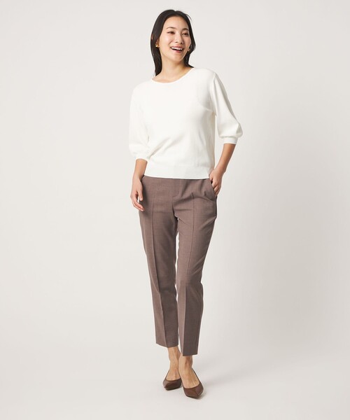 A DAY IN THE LIFE UNITED ARROWS(アデイインザライフユナイテッドアローズ)の「フルニードル パフスリーブニット 5分袖 ‐ウォッシャブル‐<A DAY IN THE LIFE>(ニット/セーター・レディース・レッド/ネイビー/グレー系/オフホワイト・FREE)」の8枚目の写真