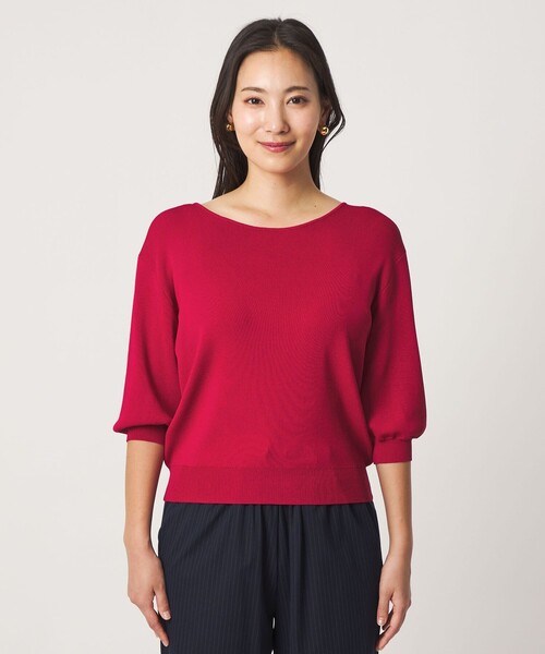 A DAY IN THE LIFE UNITED ARROWS(アデイインザライフユナイテッドアローズ)の「フルニードル パフスリーブニット 5分袖 ‐ウォッシャブル‐<A DAY IN THE LIFE>(ニット/セーター・レディース・レッド/ネイビー/グレー系/オフホワイト・FREE)」の9枚目の写真