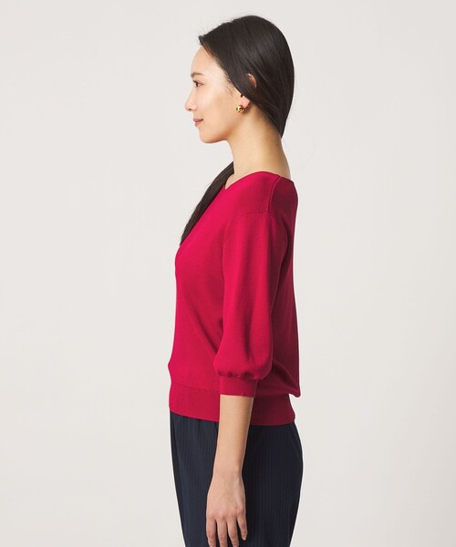 A DAY IN THE LIFE UNITED ARROWS(アデイインザライフユナイテッドアローズ)の「フルニードル パフスリーブニット 5分袖 ‐ウォッシャブル‐<A DAY IN THE LIFE>(ニット/セーター・レディース・レッド/ネイビー/グレー系/オフホワイト・FREE)」の10枚目の写真