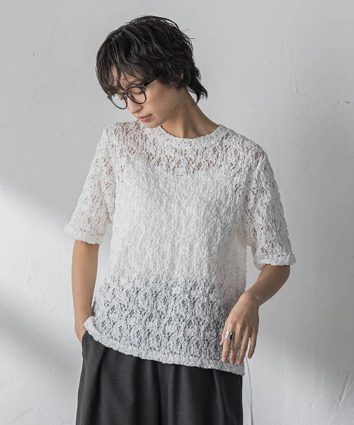 MAYSON GREY（メイソングレイ）の「カムイレースハーフスリーブT（Tシャツ/カットソー・レディース・ブラウン/オフホワイト・M）」の2枚目の写真
