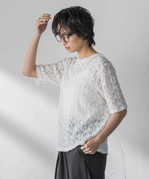 MAYSON GREY（メイソングレイ）の「カムイレースハーフスリーブT（Tシャツ/カットソー・レディース・ブラウン/オフホワイト・M）」の4枚目の写真