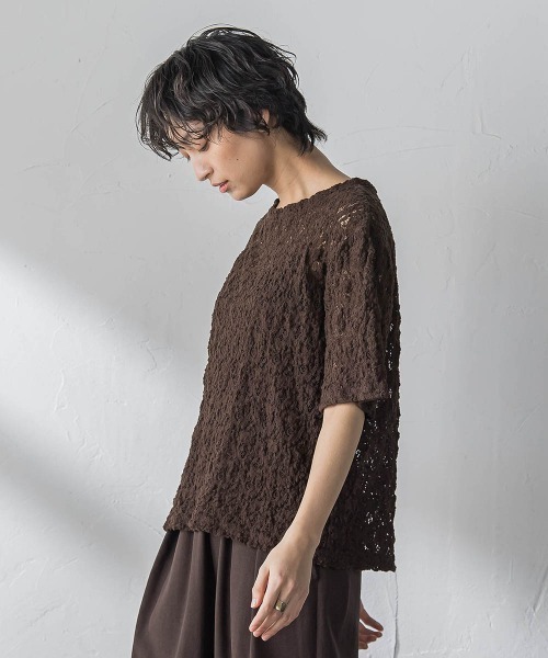 MAYSON GREY（メイソングレイ）の「カムイレースハーフスリーブT（Tシャツ/カットソー・レディース・ブラウン/オフホワイト・M）」の11枚目の写真