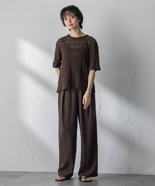 MAYSON GREY（メイソングレイ）の「カムイレースハーフスリーブT（Tシャツ/カットソー・レディース・ブラウン/オフホワイト・M）」の14枚目の写真