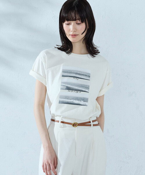 COMME CA ISM（コムサイズム）の「フォトプリント Tシャツ（Tシャツ/カットソー・レディース・アイボリー/ブラック/杢グレー/ネイビー・SMALL/MEDIUM/LARGE）」の15枚目の写真