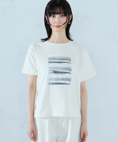 COMME CA ISM（コムサイズム）の「フォトプリント Tシャツ（Tシャツ/カットソー・レディース・アイボリー/ブラック/杢グレー/ネイビー・SMALL/MEDIUM/LARGE）」の7枚目の写真