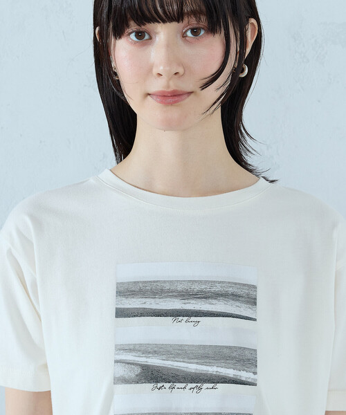 COMME CA ISM（コムサイズム）の「フォトプリント Tシャツ（Tシャツ/カットソー・レディース・アイボリー/ブラック/杢グレー/ネイビー・SMALL/MEDIUM/LARGE）」の10枚目の写真