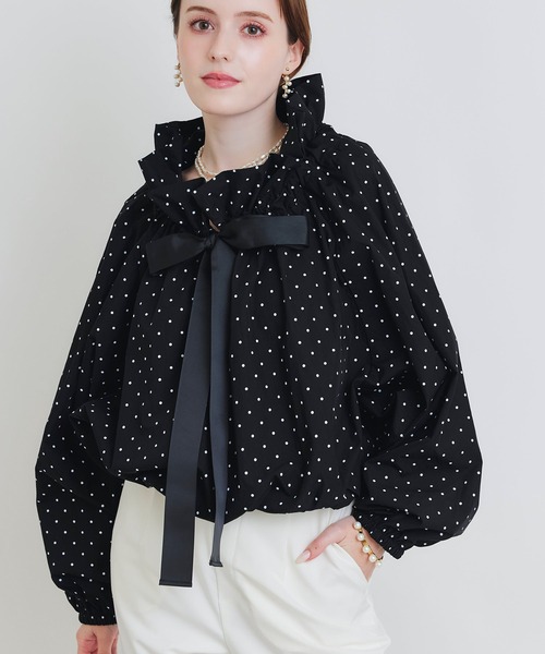 PICCIN(ピッチン)の「ザビエルドット柄ブラウス(シャツ/ブラウス・レディース・ホワイト系その他/ブラック系その他・M)」の2枚目の写真
