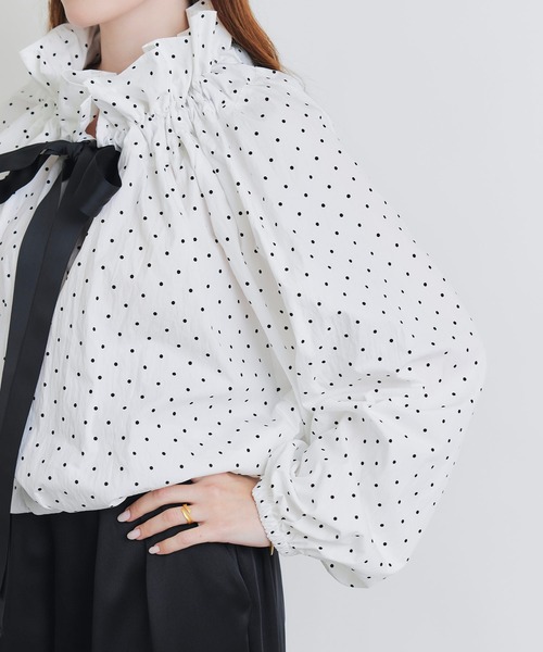 PICCIN(ピッチン)の「ザビエルドット柄ブラウス(シャツ/ブラウス・レディース・ホワイト系その他/ブラック系その他・M)」の19枚目の写真