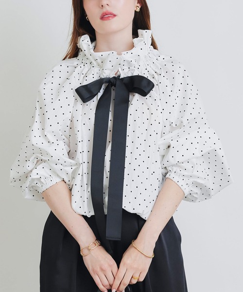 PICCIN(ピッチン)の「ザビエルドット柄ブラウス(シャツ/ブラウス・レディース・ホワイト系その他/ブラック系その他・M)」の3枚目の写真
