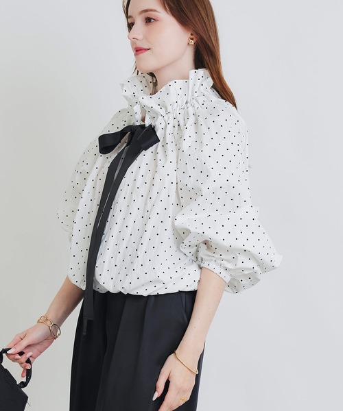 PICCIN(ピッチン)の「ザビエルドット柄ブラウス(シャツ/ブラウス・レディース・ホワイト系その他/ブラック系その他・M)」の4枚目の写真