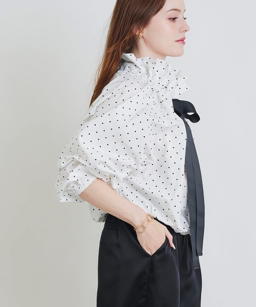 PICCIN(ピッチン)の「ザビエルドット柄ブラウス(シャツ/ブラウス・レディース・ホワイト系その他/ブラック系その他・M)」の6枚目の写真