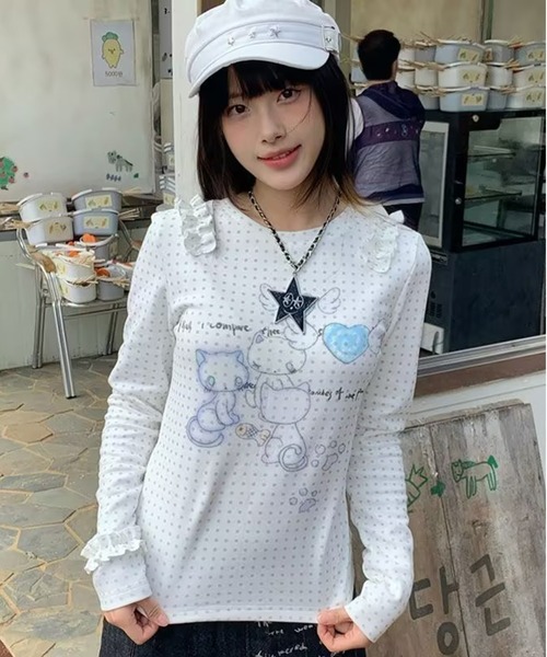 AsheKsha（アシクシャ）の「修身長袖Tシャツ（シャツ/ブラウス・レディース・ホワイト・M）」の6枚目の写真