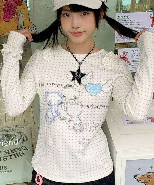 AsheKsha（アシクシャ）の「修身長袖Tシャツ（シャツ/ブラウス・レディース・ホワイト・M）」の7枚目の写真