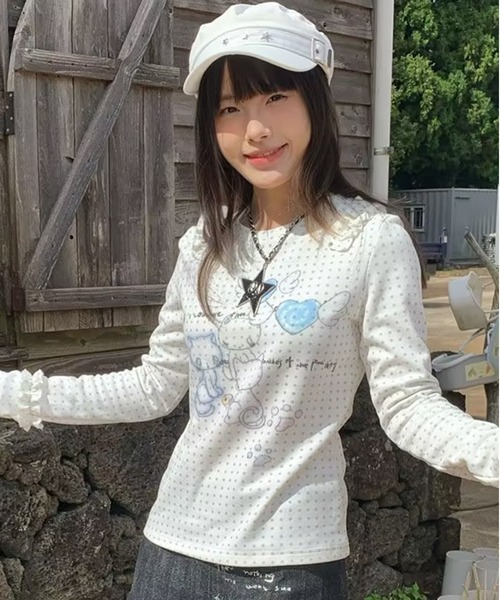 AsheKsha（アシクシャ）の「修身長袖Tシャツ（シャツ/ブラウス・レディース・ホワイト・M）」の8枚目の写真