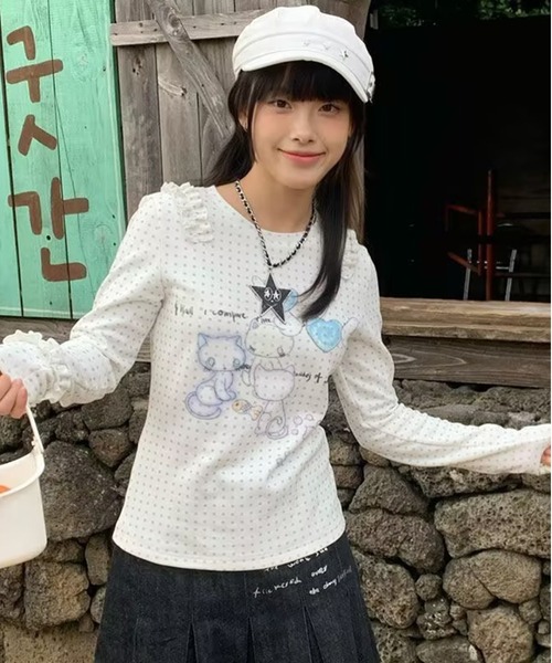 AsheKsha（アシクシャ）の「修身長袖Tシャツ（シャツ/ブラウス・レディース・ホワイト・M）」の2枚目の写真