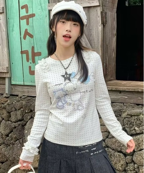AsheKsha（アシクシャ）の「修身長袖Tシャツ（シャツ/ブラウス・レディース・ホワイト・M）」の3枚目の写真