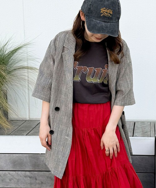 fredy couleur(フレディクルール)の「グレンチェック半袖ダブルジャケット(テーラードジャケット・レディース・ブラウン系その他/ブラック系その他・38)」の1枚目の写真