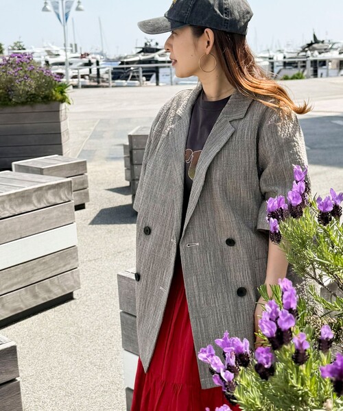 fredy couleur(フレディクルール)の「グレンチェック半袖ダブルジャケット(テーラードジャケット・レディース・ブラウン系その他/ブラック系その他・38)」の11枚目の写真