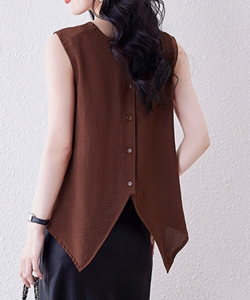 ONEP STAR（ワンピスター）の「バックボタンアシメブラウス（シャツ/ブラウス・レディース・テラコッタ/ブラック・MEDIUM/LARGE/X-LARGE）」の3枚目の写真
