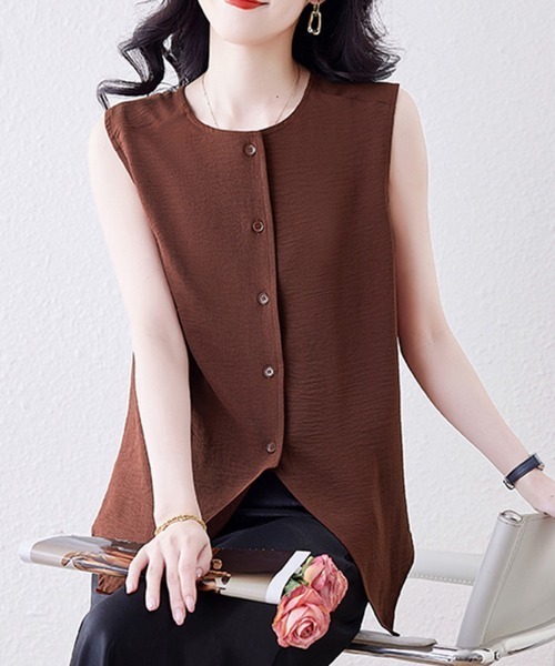 ONEP STAR（ワンピスター）の「バックボタンアシメブラウス（シャツ/ブラウス・レディース・テラコッタ/ブラック・MEDIUM/LARGE/X-LARGE）」の7枚目の写真