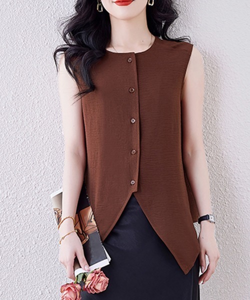 ONEP STAR（ワンピスター）の「バックボタンアシメブラウス（シャツ/ブラウス・レディース・テラコッタ/ブラック・MEDIUM/LARGE/X-LARGE）」の9枚目の写真