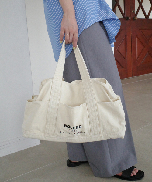 SLOBE IENA（スローブイエナ）の「《追加》BOUCHE SLOBE別注 キャンバストートバッグ（トートバッグ・レディース・ピンク/アイボリー・FREE）」の4枚目の写真