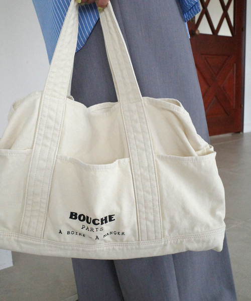 SLOBE IENA（スローブイエナ）の「《追加》BOUCHE SLOBE別注 キャンバストートバッグ（トートバッグ・レディース・ピンク/アイボリー・FREE）」の5枚目の写真